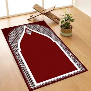<b>Red</b> Islamic Prayer Rug: 3D Printed Worship Rug,With Pile Soft Rug - Product Image 5