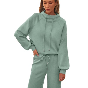 Nouveautés : Survêtements pour femmes, ensemble deux pièces avec pantalon évasé, en molleton épais French Terry, ensemble de survêtement assorti pour femmes - Product Image 6