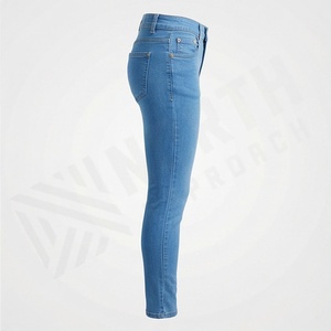 Pantalons en jean larges pour femmes avec logo personnalisé, coupe skinny, style à devant plat, qualité supérieure, couleur personnalisée, coton respirant - Product Image 2