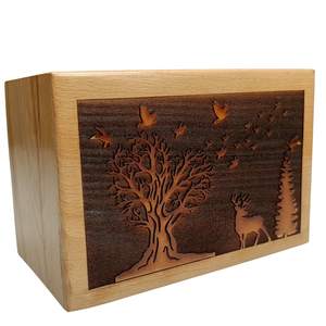 Caja de cremación de madera de haya para cenizas humanas Dear Tree urna personalizada para mascotas Entierro hecho a mano - Product Image 5