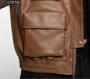 Chaqueta de invierno personalizada de alta calidad, chaqueta informal de béisbol con mangas de cuero para hombre, chaqueta Bomber personalizada - Product Image 6