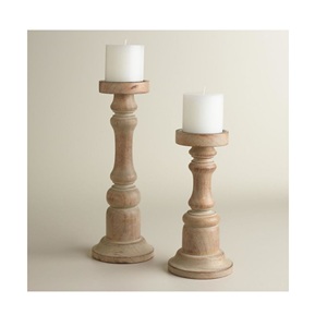 Juego de portavelas de madera, Juego de 3 portavelas de madera rústica mesa de casa blanca de la mejor calidad para, soporte de vela corto decorativo a bajo precio - Product Image 4