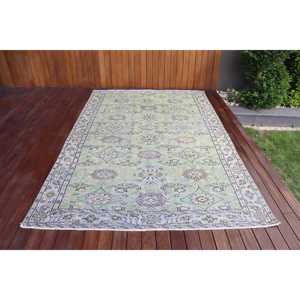 5,7x8,<b>9</b> ft Turkish Vintage Rug, Large Rug, Green Wool Rug - Product Image 1