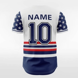 Nouveau maillot de baseball personnalisé à manches courtes avec drapeau américain pour hommes, impression personnalisée, col rond - Product Image 1