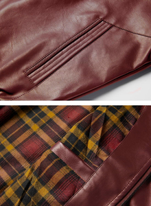 Blouson en cuir à capuche pour homme 2026, couleur unie, fermeture éclair, décontracté, coupe ajustée, manches classiques, pour l'automne - Product Image 4