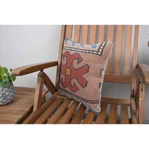 Tapis en laine Kilim 14x14 pouces à motifs vintage Tapis Kilim rustique beige Technique tissée - Product Image 3