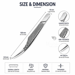 Pince à épiler de précision courbée en acier inoxydable, pince à épiler pour extensions de cils, pointe fine, poignée antidérapante, outil professionnel - Product Image 3