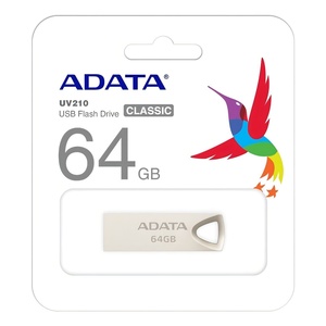 Adata UV210 64GB USB 3.0 Flash Drive Nuovo in Metallo Argento Stile Chiave con Logo Inciso Cordino Stile Chip Compatibile PC Confezione Regalo - Product Image 3