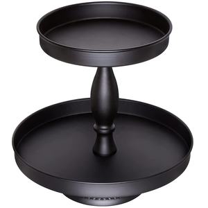 Soporte metálico de tres niveles para Tartas, organizador de exhibición de comida, forma Rectangular, negro, moderno, para cocinas - Product Image 6