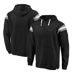 Mens Black Pullover Hoodie Contrast Shoulder Stripe Soft Fleece Casual Streetwear Winter Fashion <b>Top</b> - Product Image 5