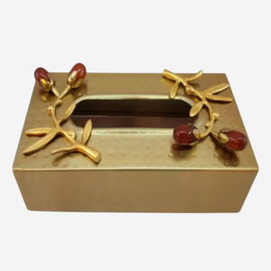 Boîte à mouchoirs de luxe en métal de qualité avec fleur d'or Boîte à mouchoirs en métal de table standard pour la maison Porte-serviettes Utilisation dans la salle de bain - Product Image 5