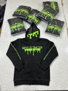 Sudadera con cremallera de peso pesado OEM 2025 con parches bordados y cremallera de alta calidad. - Product Image 5