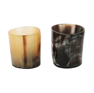 Copa de cuerno y vidrio hecho a mano rústico pulido auténtico medieval natural ecológico conjunto para decoración de fiestas de bar y regalos especiales - Product Image 3