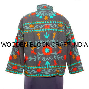 Trending Handmade <b>Duck</b> Canvas Suzani Jacket Cotton Filled Quilted Eco-Friendly Breathable Floral Pattern Winter Regular Women - Product Image 5
