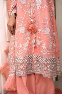 Désherbage des femmes 2025 broderie d'organza lourd costume pakistanais décontracté motif solide lavable jour caractéristiques haut Standard - Product Image 4