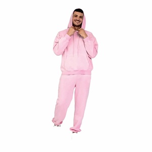Surdimensionné 100% coton personnalisé sweats hommes unisexe Baggy pantalons de survêtement à capuche ensemble survêtement empilé de haute qualité personnalisable blanc - Product Image 2
