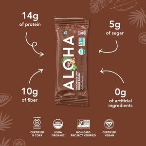 Barras de Proteína Vegetal Orgánica ALOHA (Sabor a Galleta con Chispas de Chocolate, Paquete de 12) - Product Image 2