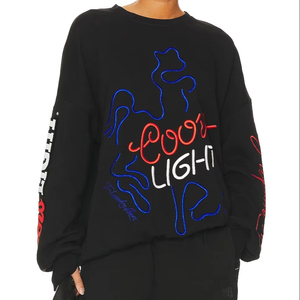 2025 Unisex de gran tamaño de algodón mezclado sudaderas con capucha de lana cuello redondo 100% algodón Vintage transpirable Puff impreso para otoño - Product Image 1