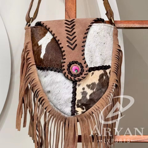 Vrais cheveux sur peau de vache sac à bandoulière avec franges Western femmes sac à main en cuir véritable sac à main de luxe vente chaude sac cadeaux pour elle - Product Image 1