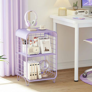 Table de chevet vintage en métal à 3 niveaux, jolie table de chevet avec rangement pour chambre à coucher, salon, dortoir, violet - Product Image 5