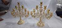 Ménorah en aluminium à 7 branches plaquée or, candélabre d'église haut, traditionnel judaïque, support à bougies pour Hanukkah, lampes de cérémonie juives
