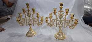 Menorah de aluminio, 7 ramas, candelabro de Iglesia alto chapado en oro, soporte de vela tradicional Judaica Hanukkah, lámparas ceremoniales Judías - Product Image 4