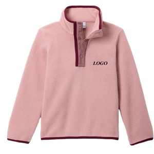 Sweat-shirt à col montant et fermeture boutonnée pour garçons / Matière polaire unie, coupe décontractée, design de haute qualité - Product Image 1