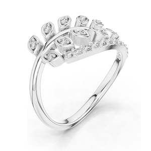 Bague en forme de feuille avec diamant de laboratoire en forme de poire de 0,268 carats pour femme, clarté VVS-VS EF, or 18 carats, 14 carats, 10 carats et argent 925, moissanite - Product Image 4