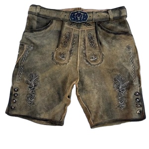 Lederhosen bavaroises pour l'Oktoberfest, motif imprimé avec logo frontal, coupe-vent, longueur genou, taille XS - Product Image 2