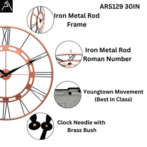 Reloj de Pared Grande de 30 Pulgadas con Varilla de Metal de Hierro, Decoración Interior Moderna para el Hogar y la Oficina - Product Image 3