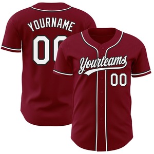 Meilleures ventes Vêtements d'équipe personnalisés Maillot de baseball authentique blanc-noir cramoisi personnalisé - Product Image 1