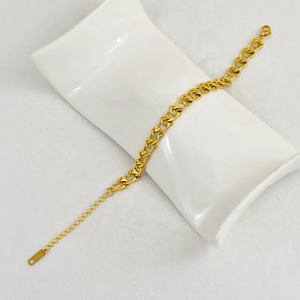 Bracelet de style moderne, chaîne creuse en acier inoxydable 304, chaîne à maillons, plaqué or 18 carats, accessoires de bijoux, style océan - Product Image 5