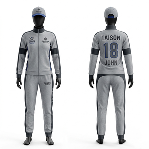 Combinaison d'entraînement de cricket pour femmes, 340 GSM, polycoton, gris marine, panneaux contrastés, logo personnalisé par sublimation, vêtements de sport, coupe professionnelle - Product Image 1