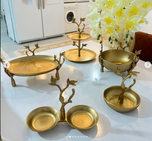 ชามใส่อาหารลายดอกไม้สีเงินสีทองถาดสำหรับใส่คุกกี้และเค้กชามใส่ผลไม้ถาดเสิร์ฟพร้อมถาดโลหะ - Product Image 2