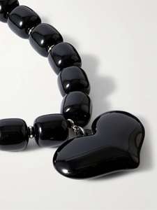 Collar con colgante de corazón de resina negra, gargantilla de resina con cuentas gruesas, conjunto de collar de joyería de resina audaz para mujeres y niñas, ropa de moda - Product Image 3