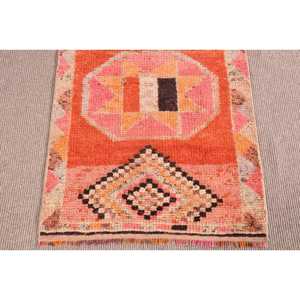 Tapis vintage 2,8 x 8,3 pieds, tapis turc, tapis oriental orange rose - Product Image 5