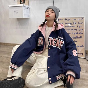 เสื้อแจ็กเก็ตแนวสตรีทสไตล์ฮาราจูกุทรงหลวมพิมพ์ลายตัวอักษรปักคู่ผู้หญิงสไตล์อเมริกันย้อนยุค - Product Image 6