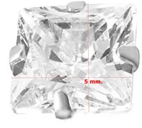 6 Pares de Aretes de Plata de Ley 925 con Circonita Geométrica de Corte Princesa de 5x5 mm, Hipoalergénicos, Unisex, Estilo Bohemio, con Engaste de Garra, para Regalo