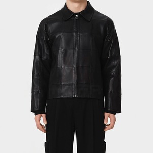 2024 OEM personnalisé hommes attrayant veste en cuir noir haute qualité pleine fleur toile Street Style pour l'hiver en gros - Product Image 1