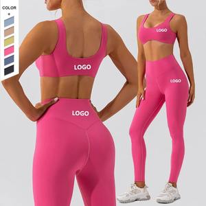 Ropa deportiva de atletismo de Color sólido para mujer, conjuntos de Fitness para gimnasio, Sujetador deportivo a prueba de golpes, traje de mallas de entrenamiento, cintura de temporada de verano - Product Image 6