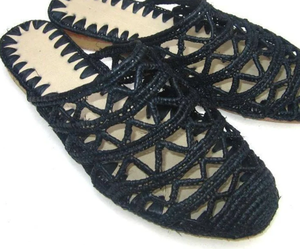 Chaussures marocaines faites à la main en raphia naturel, et semelles en cuir véritable - Product Image 2