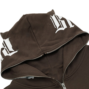 OEM Full Face Zip Hoodie for Custom Puff Printing 100% algodón otoño al por mayor bajo mínimo de gran tamaño 3D Logo - Product Image 3
