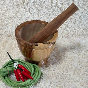 Bloc à découper Okhli en bois durable de qualité supérieure par Tradebyd Broyeur à épices traditionnel pour une cuisson authentique au lave-vaisselle - Product Image 1