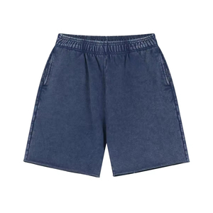 กางเกงขาสั้นผ้าฝ้ายผู้ชายแบบมีกรดกางเกงขาสั้นทรงหลวมซีดจางใส่ในฤดูร้อนกางเกงฮิปฮอปเฟรนช์เทอร์รี่ - Product Image 4