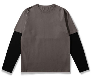 100% coton T-shirt pour hommes coupe ample imprimé personnalisé hommes Double couche à manches longues Fit T-Shirt été haute qualité Streetwear - Product Image 1