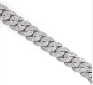 Pulsera de Tenis con Diamantes, Chapada en Oro Blanco de 14K, Plata 925, Pulsera Cubana con Diamantes - Product Image 3