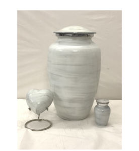 Urnas de cremación Premium Vintage White Elegance para cenizas humanas con bolsa de terciopelo gratis - Product Image 1