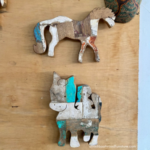 Décorations murales en bois faites à la main, figurines d'animaux en bois de bateau recyclé, artisanat animalier pour la décoration intérieure - Product Image 4