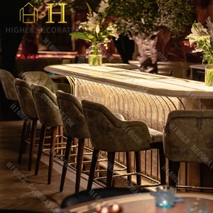 Ensemble de mobilier de restaurant industriel vintage Table et chaise de café avec stand en cuir pour café - Product Image 5