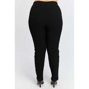 <b>Plus</b> <b>Size</b> Cotton Winter <b>Trousers</b> with Elastic Waistband, <b>Black</b> - Product Image 6